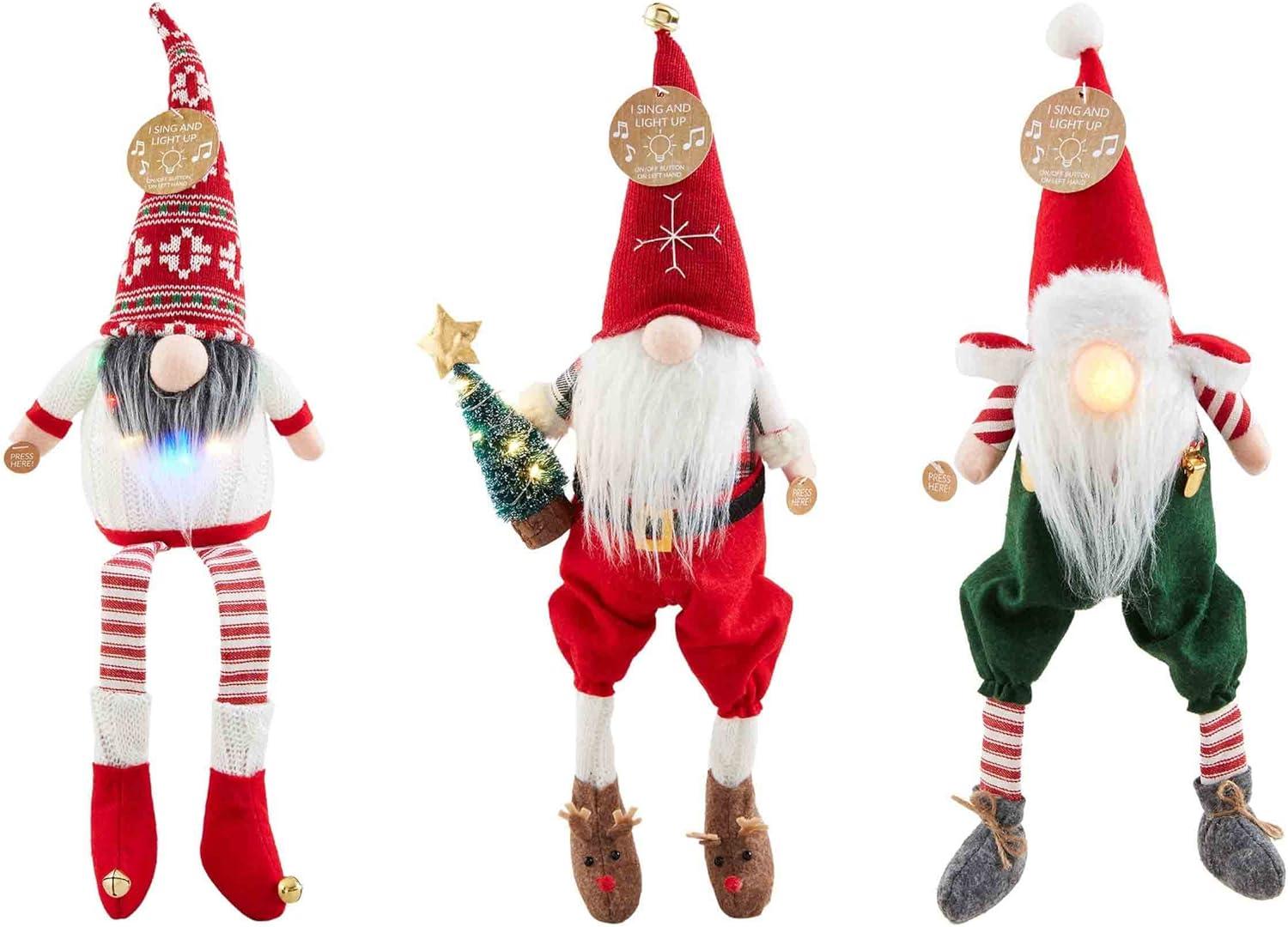 Festive Singing and Light-Up Christmas Gnome with Tree