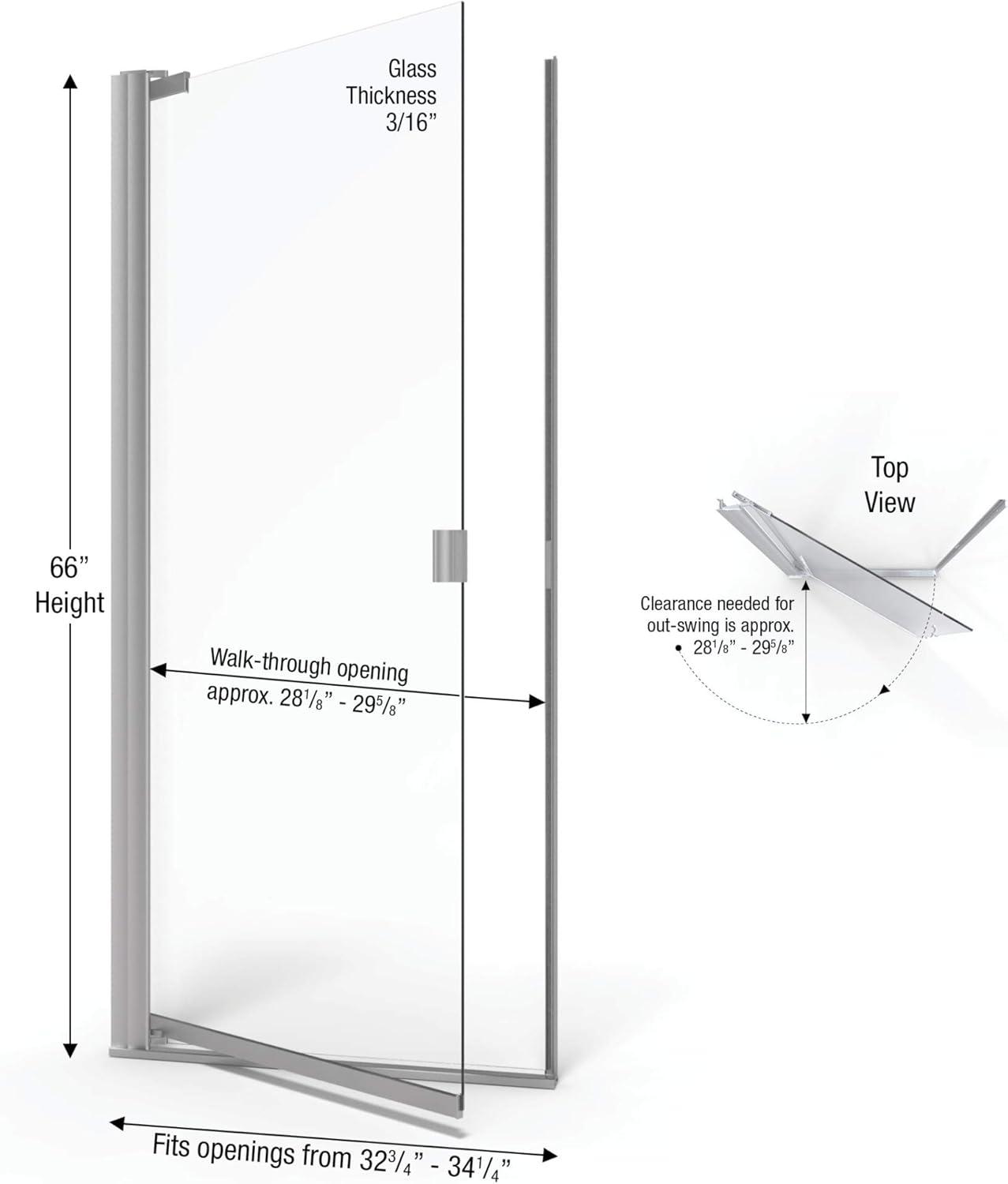 Armon 32.75" W x 66" H Pivot Semi-Frameless Shower Door