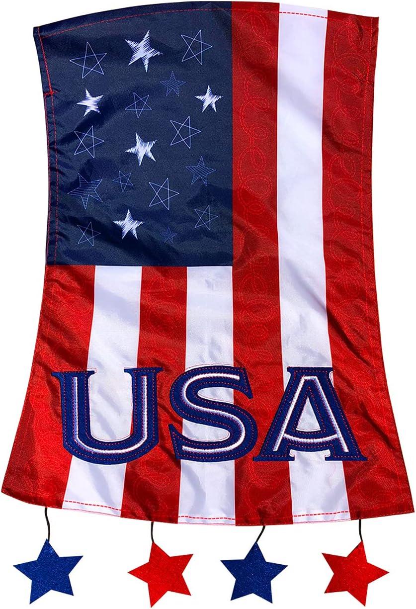 Patriotic Red and Blue Polyester Garden Flag with Stars