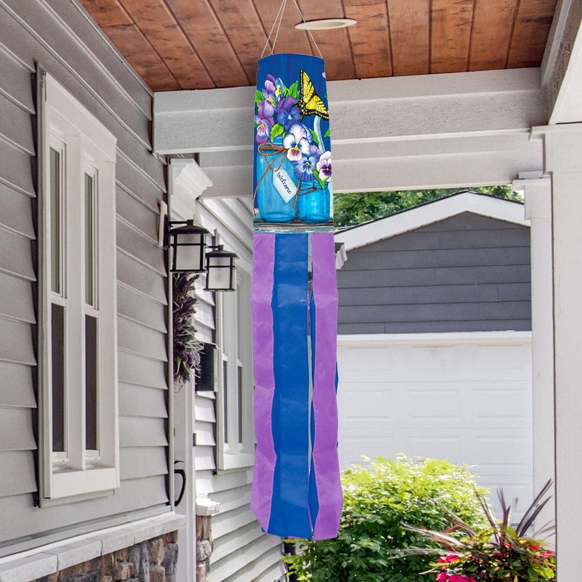 Briarwood Lane Butterflies and Pansies Spring Windsock Wind Twister 40x6 For Spring Wind Spinner