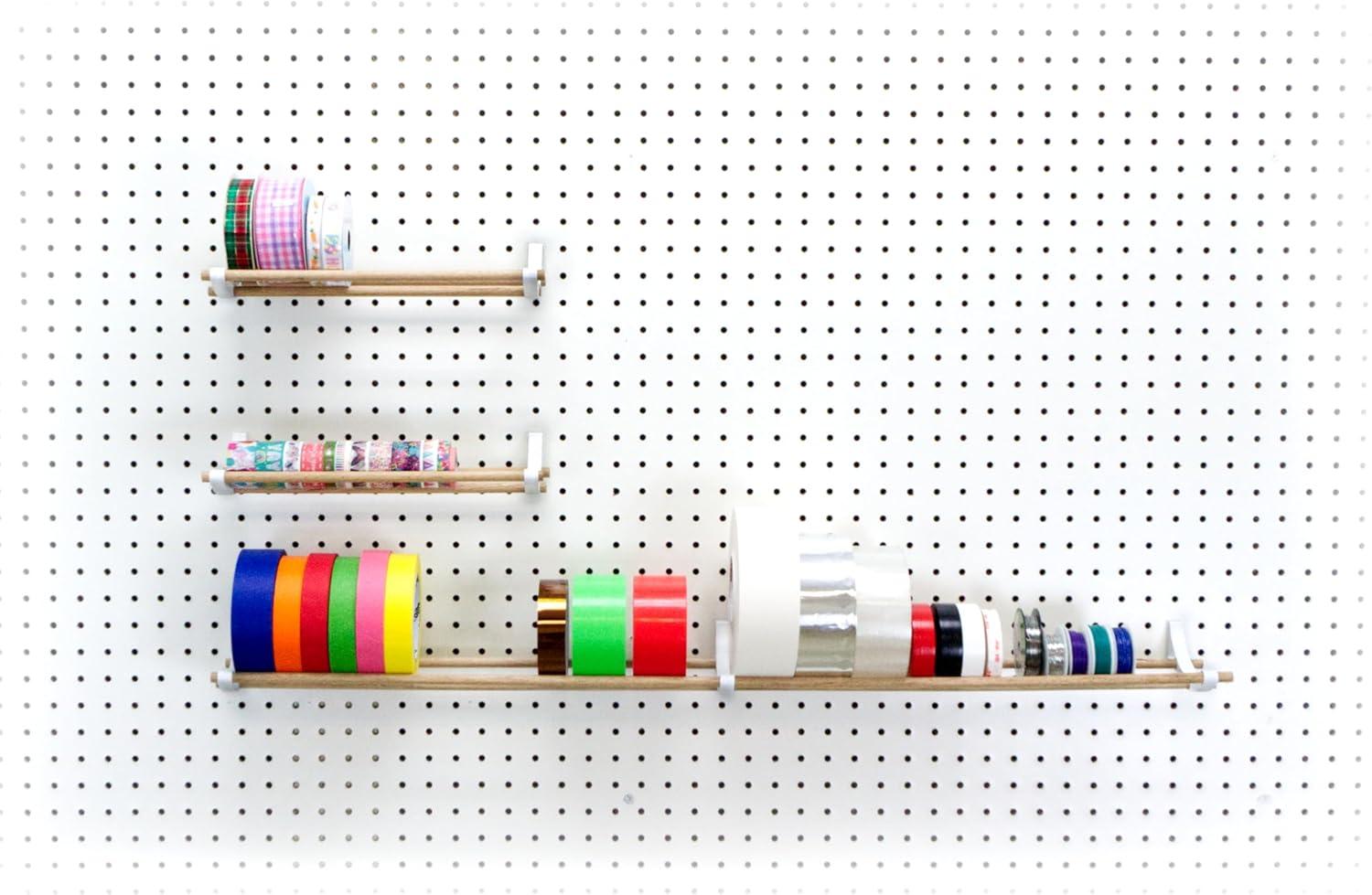Peggy Pegboard Work Station Organizer – Hooks & Dowels for Tape, Ribbon, Wire, Crafts, Wine Rack White 1PK
