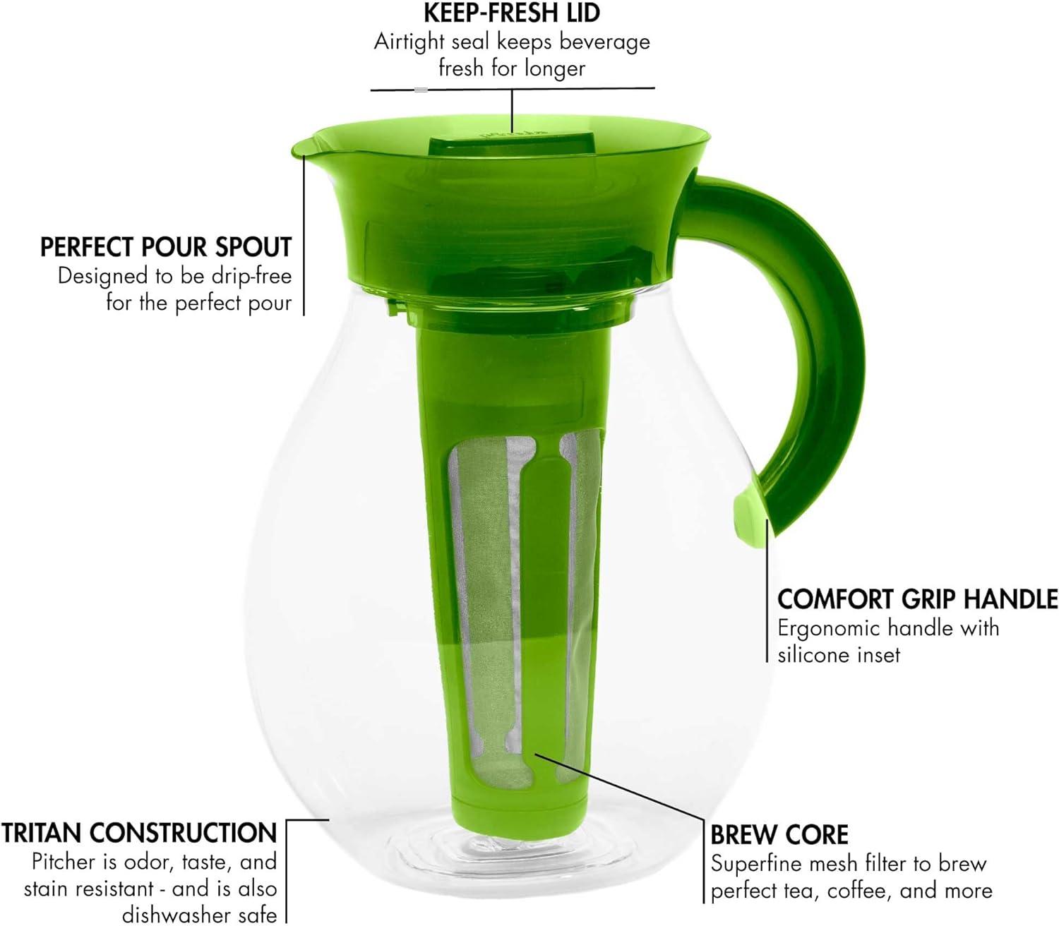 Primula The Big Iced Tea Large Capacity Beverage Pitcher, 1 Gallon, Green
