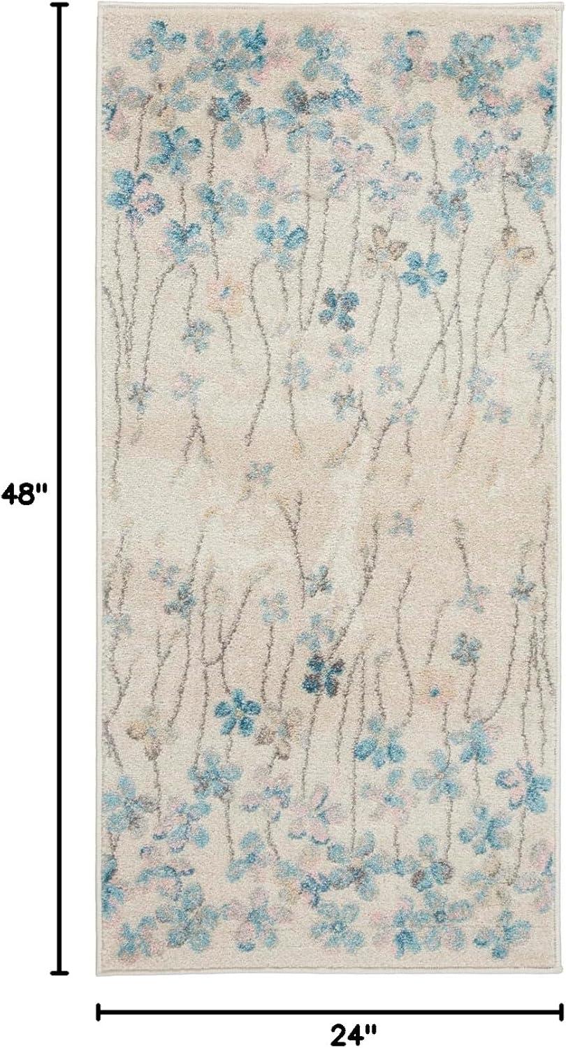 Nourison Tranquil Contemporary Floral Ivory 2' X 4' Area Rug, (2' x 4')