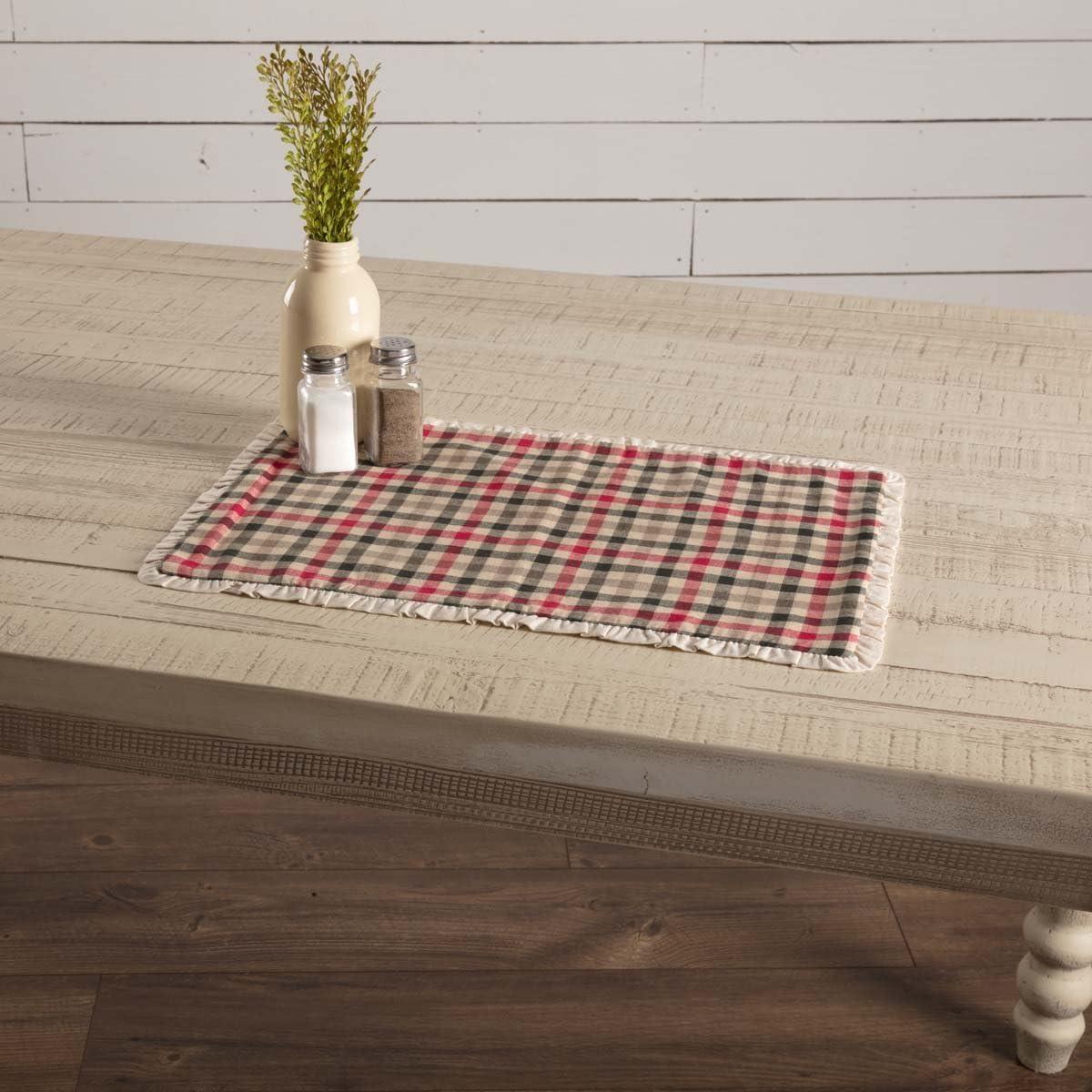 Hollis Ivory Red Green Plaid Cotton Placemat Set of 6