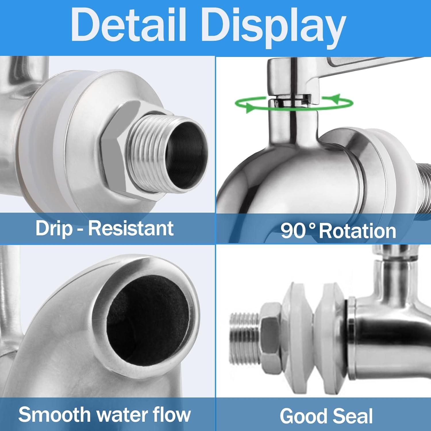 Polished Stainless Steel Beverage Dispenser Replacement Spigot Set