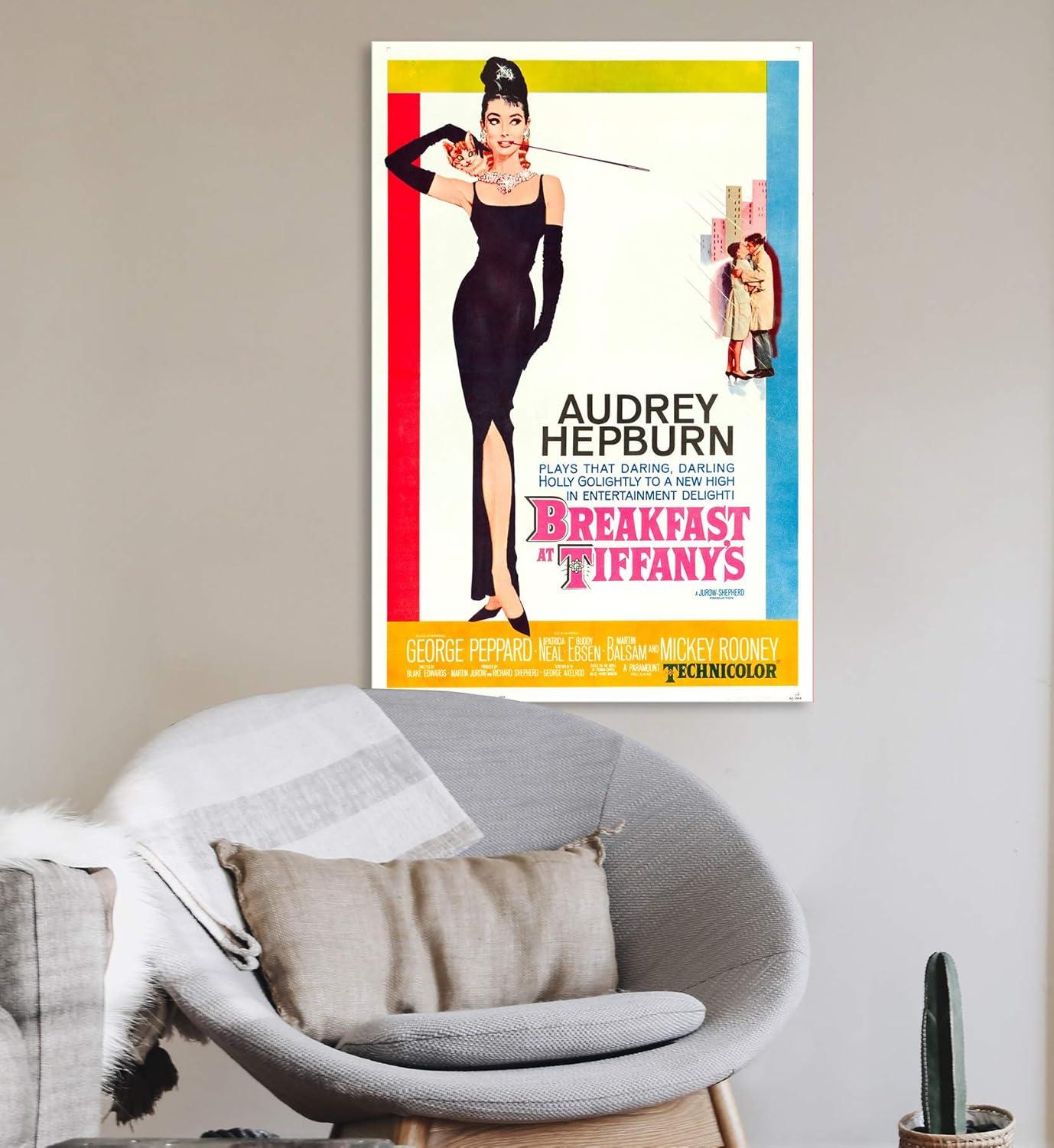 Canvas Print Wall Art - Vintage Audrey Hepburn Movie Poster Breakfast at Tiffany's - 12x18 inches