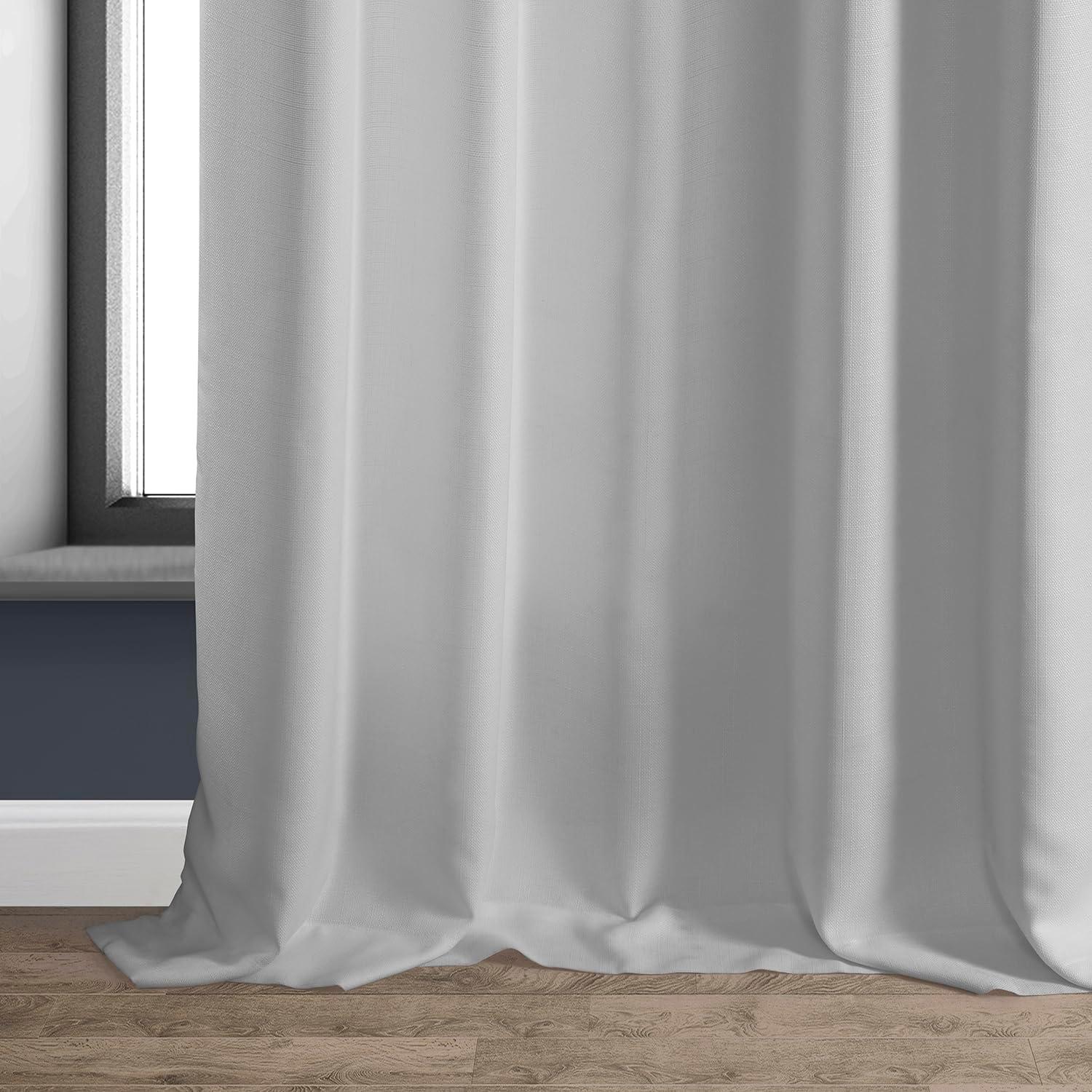 Half Price Drapes Dove White Faux Linen Room Darkening Curtains for Bedroom(1 Panel),50W X 120L