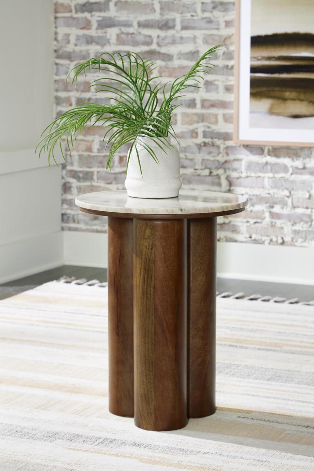 Signature Design by Ashley Henfield Accent Table, Beige & Brown