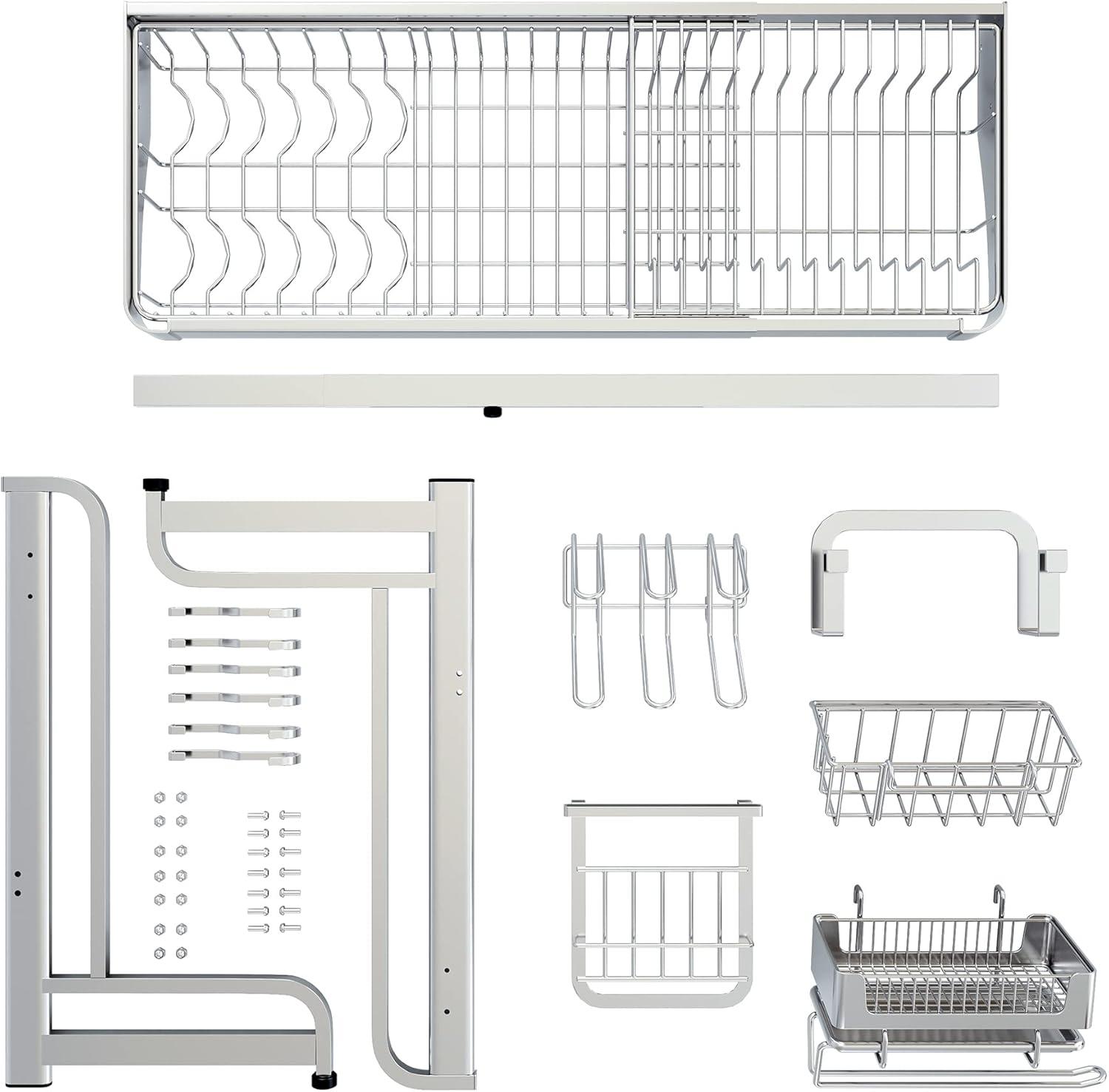 Adjustable Stainless Steel Two Tier Dish Rack