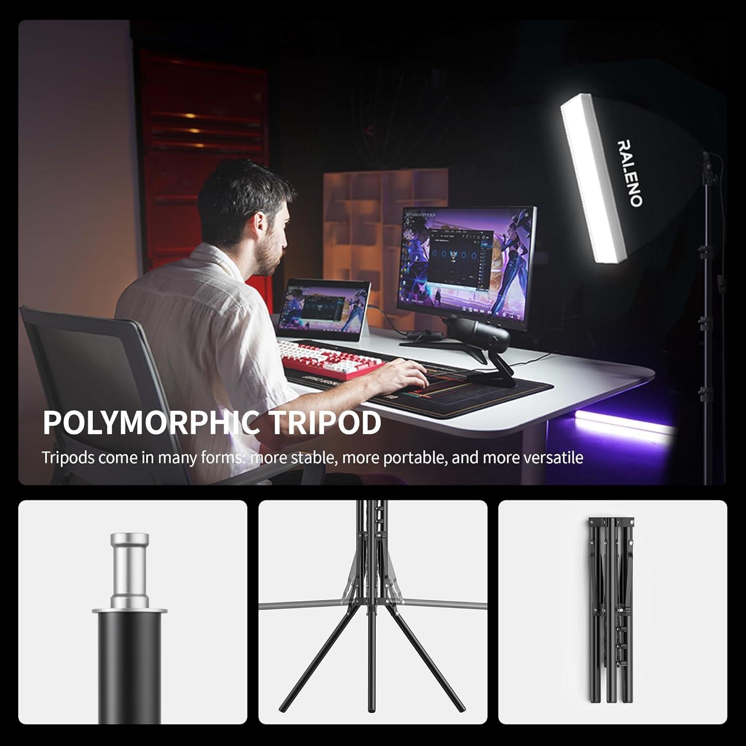 RALENO Softbox Photography Lighting Kit, 16'' x 16'' Softbox Lighting for TikTok with LED Bulb (50W | 5500K | 97 CRI | TLCI≥97), Continuous Lighting for Video Recording & Photography Shooting