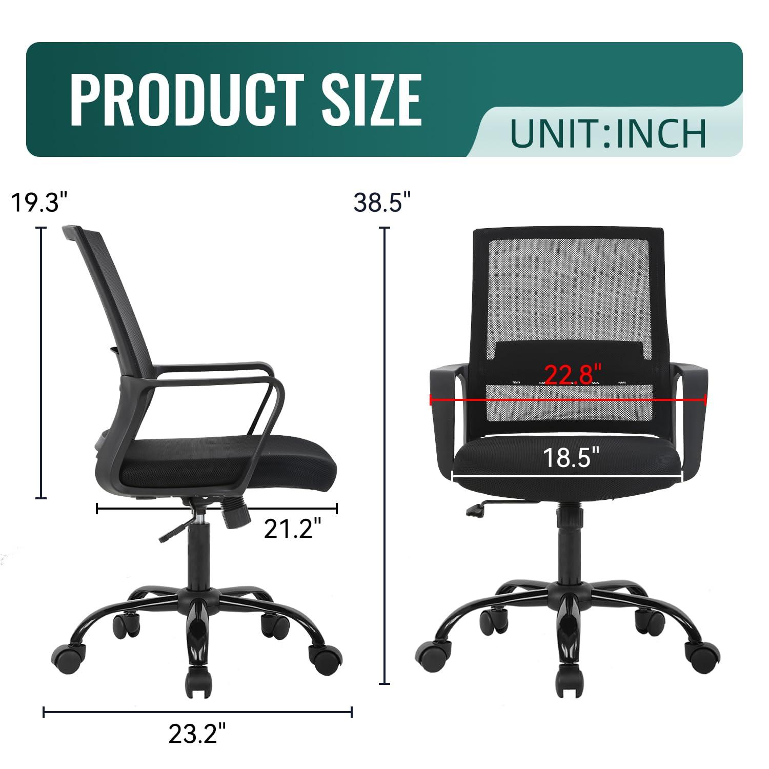 PayLessHere Ergonomic Mesh Computer Office Desk Midback Task Chair w/Metal Base Set of 2