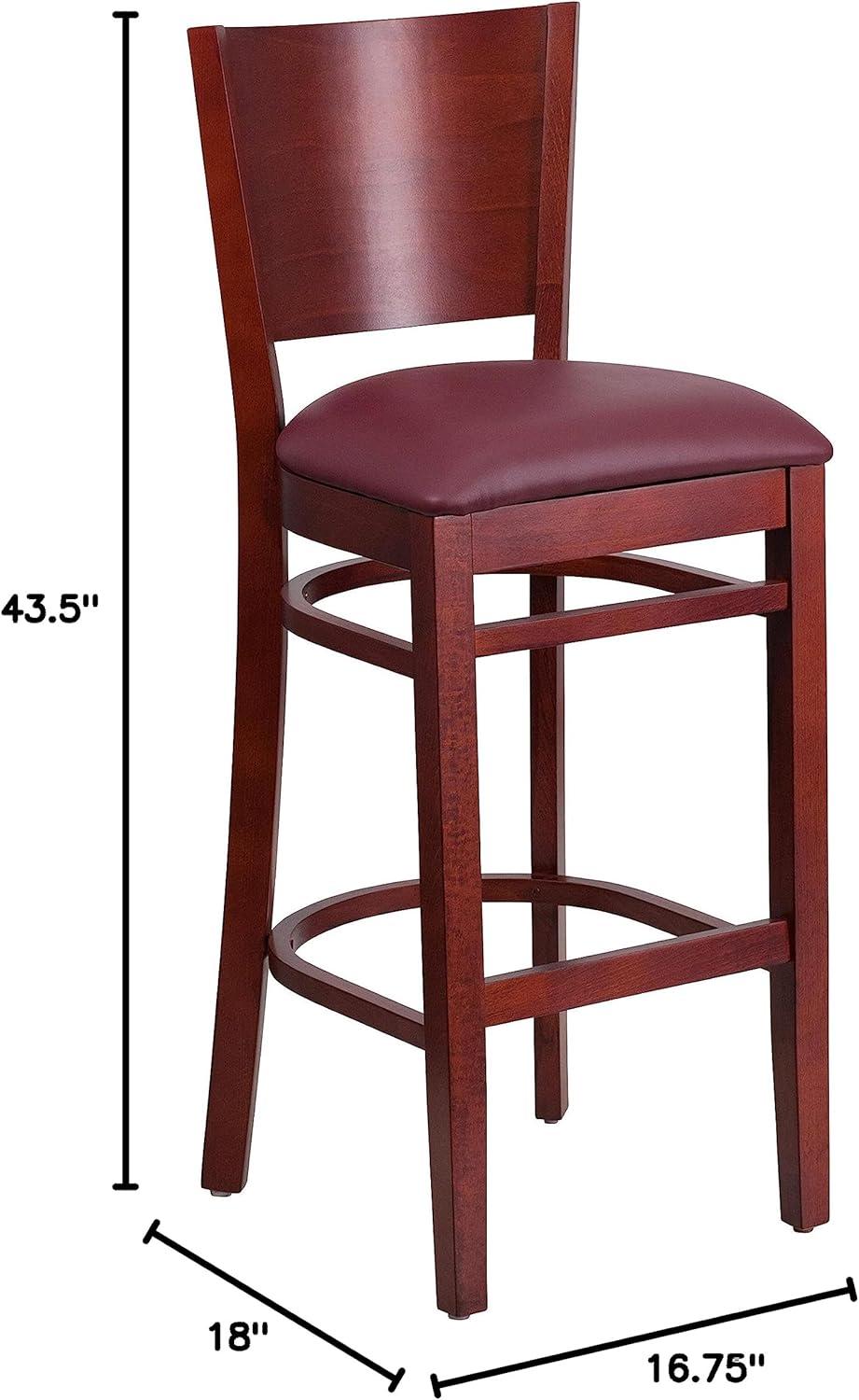 Flash Furniture Lacey Series Solid Back Walnut Wood Restaurant Barstool