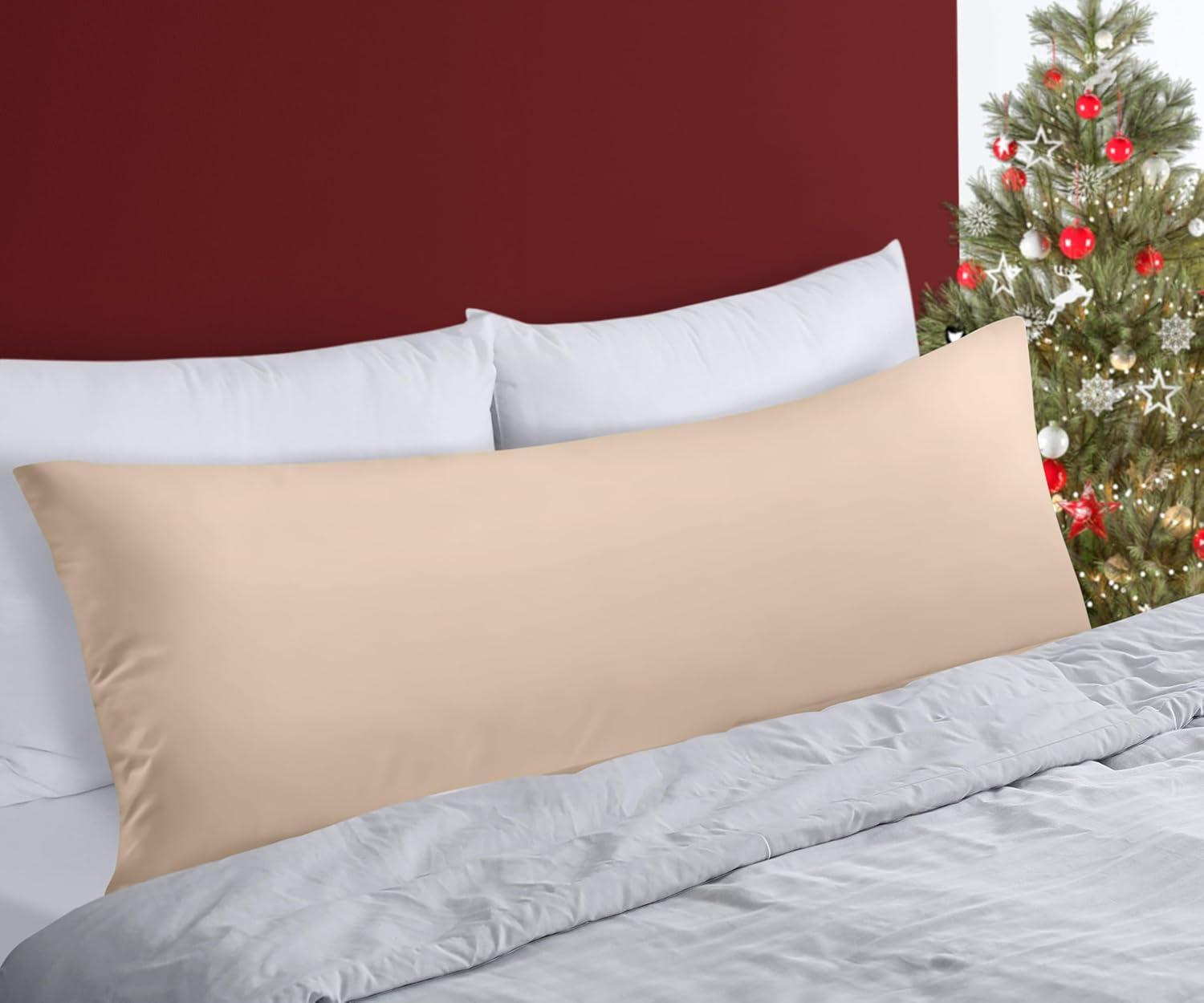 Beige Polyester Full Body Pillow for Side Sleepers