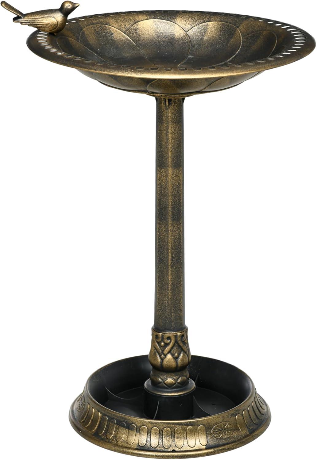 Antique Bronze Bird Bath with Pedestal and Planter Base