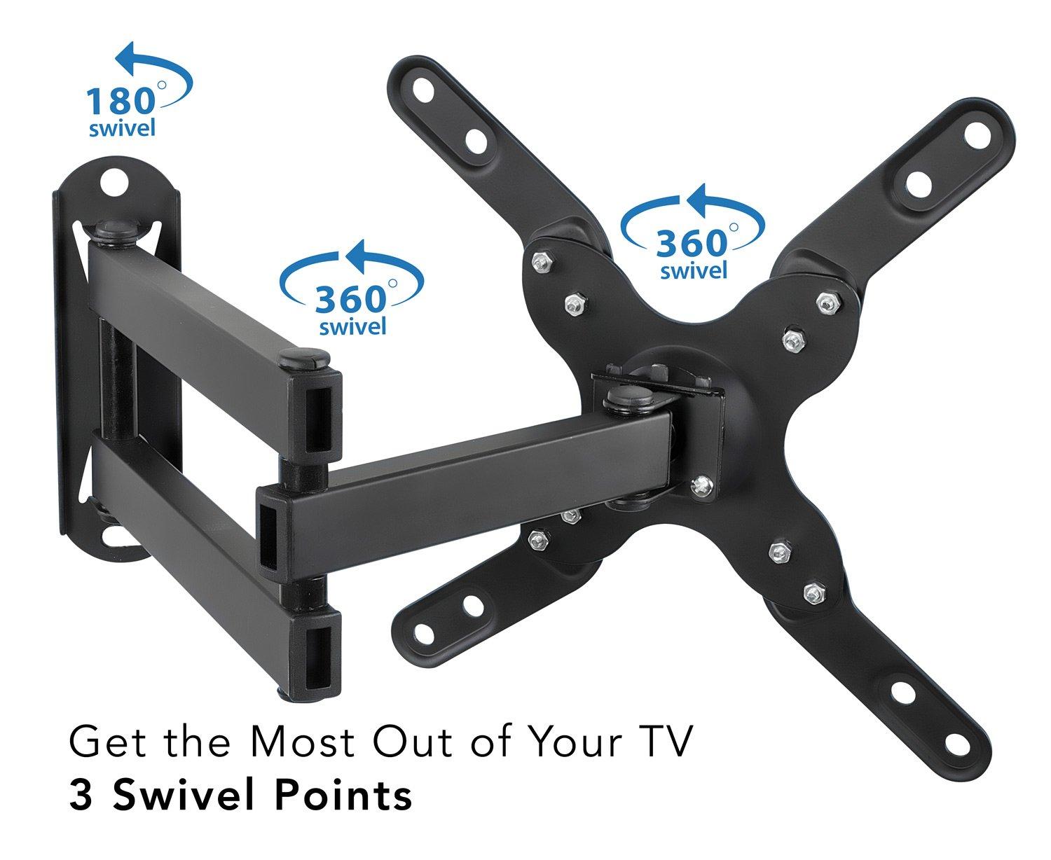 Mount-it Mount-It! Full Motion TV Wall Mount Bracket w/ 15" Extension Articulating Tilt Arm | Fits 17-47 in.