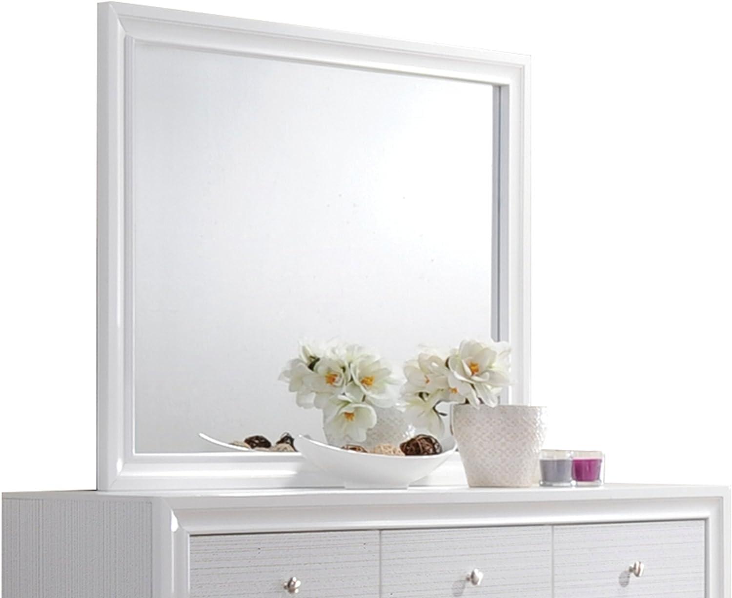 Naima White Wood Frame Bedroom Mirror