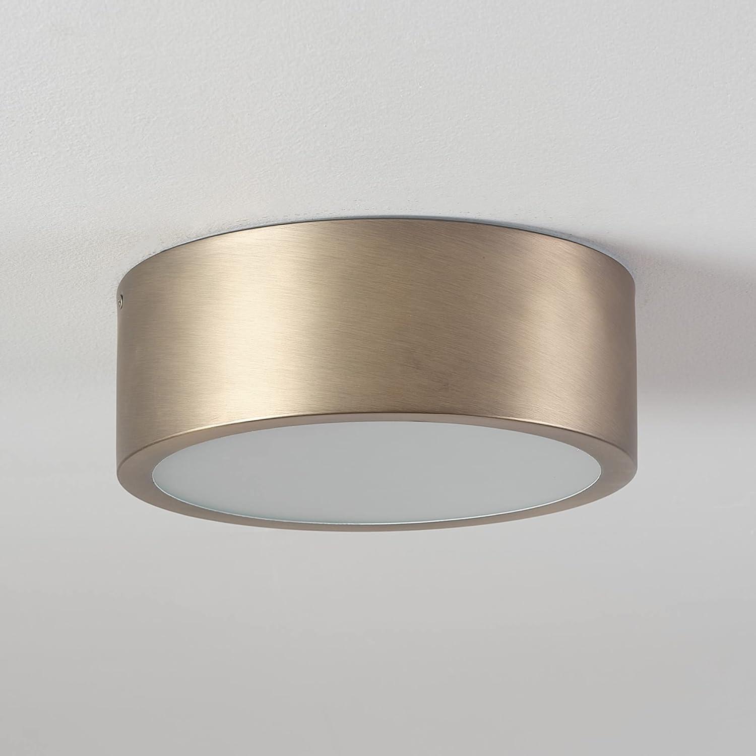 Modern Matte Brass 11" LED Flush Mount with Frosted Glass Shade