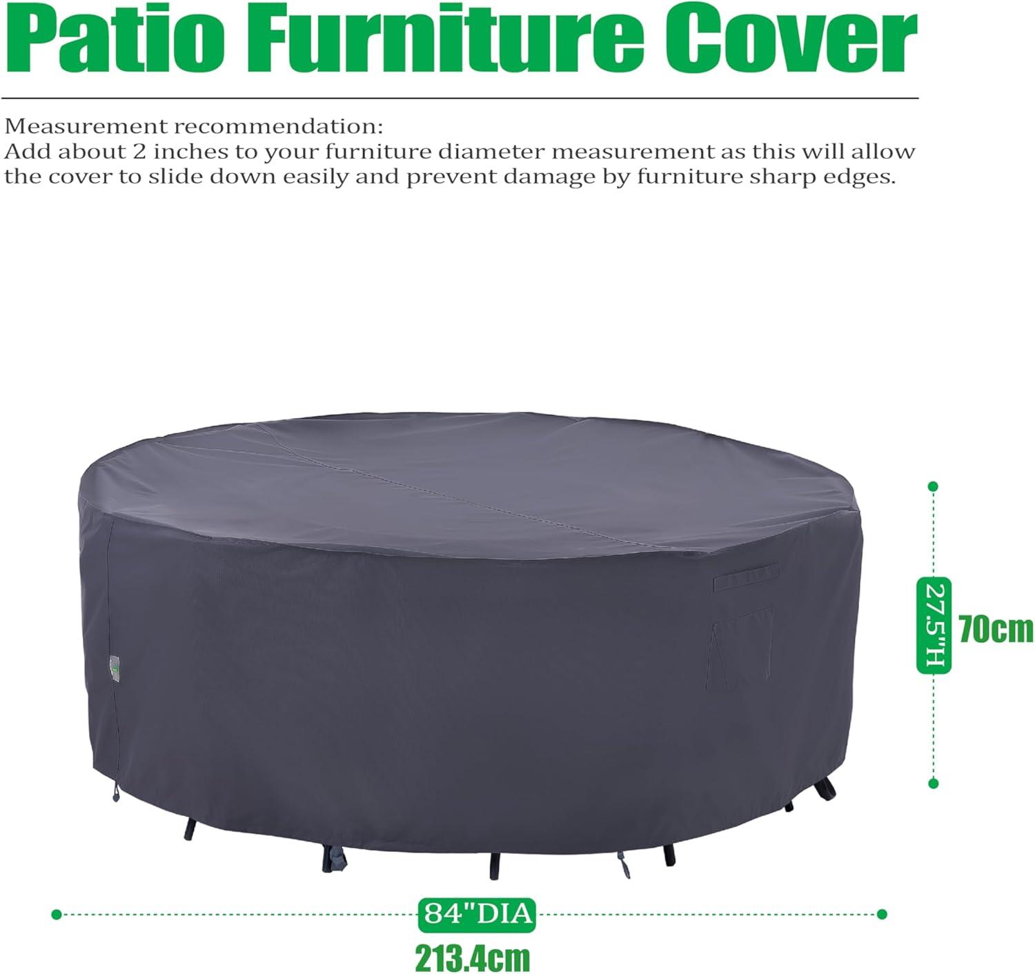 F&J Outdoors Premium Waterproof Outdoor Patio Round Table Cover, 84" Diameter