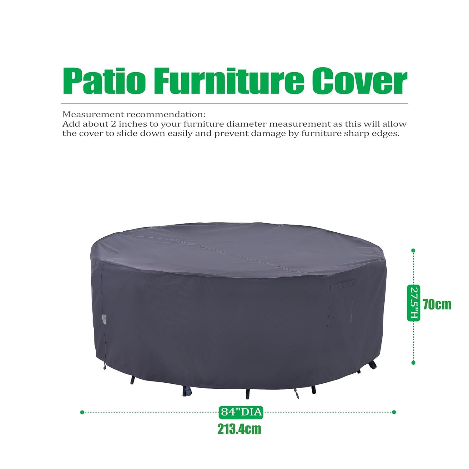 F&J Outdoors Premium Waterproof Outdoor Patio Round Table Cover, 84" Diameter
