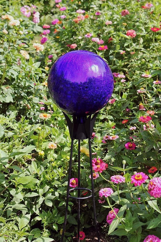 Achla Designs G12-BL-C 12 Inch Glass Garden Gazing Sphere, Crackle Blue