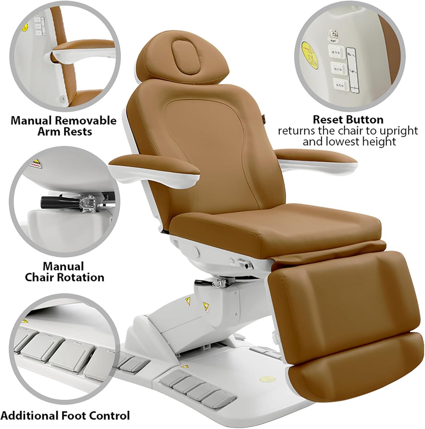 SKINACT Palma Electric Medical Spa Treatment Chair/Table (Camel Orange)