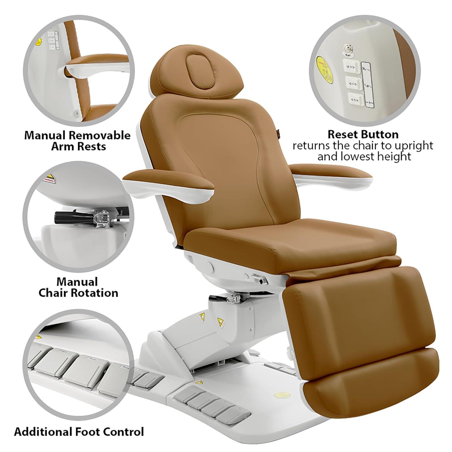SKINACT Palma Electric Medical Spa Treatment Chair/Table (Camel Orange)