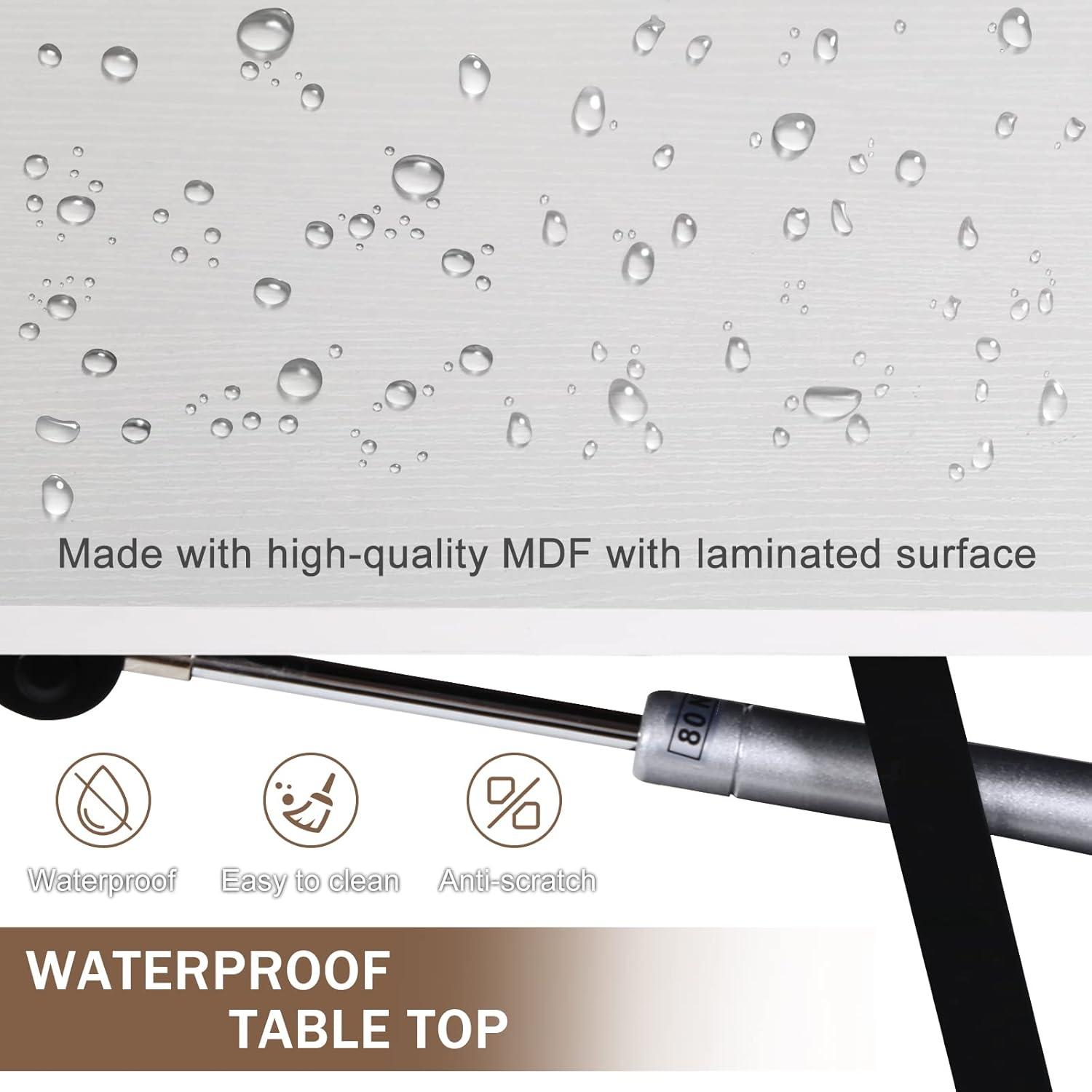 FDW Coffee Tables with Hidden Compartment and Storage Shelf Wooden Lift Tabletop Dining Table for Living Room Home (White)