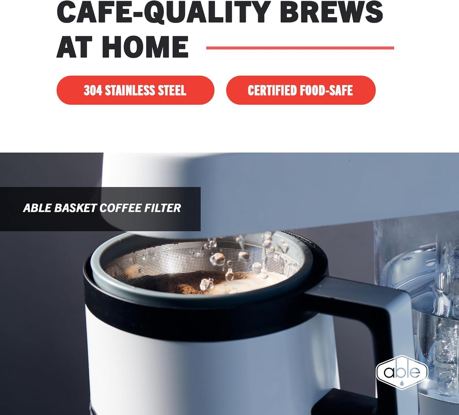 Able Basket: Reusable Stainless Steel Coffee Filter for 8-12 Cup Coffee Makers