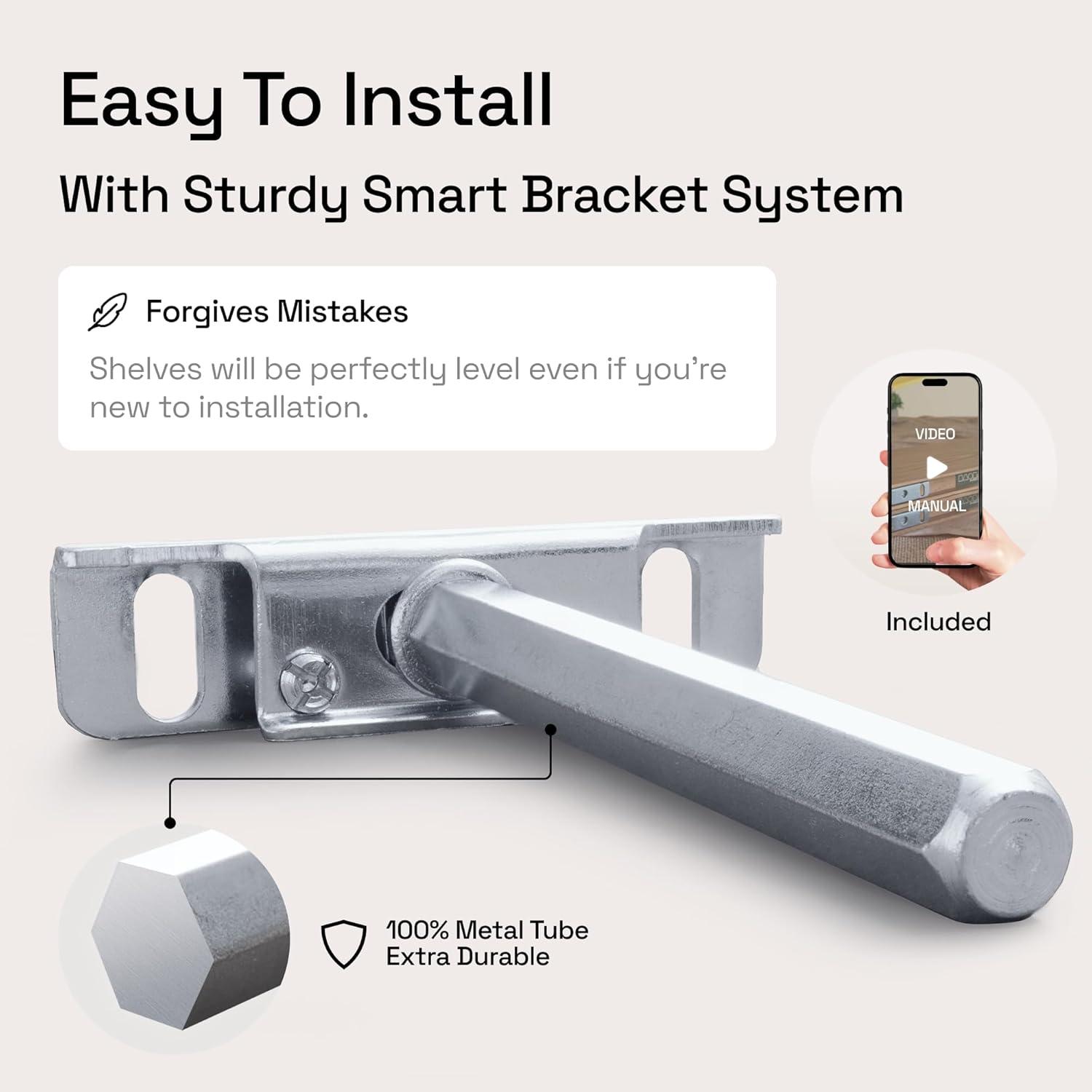 Baobab Workshop Solid Wood Floating Shelves, Wooden Shelves for Wall (Set of 2)