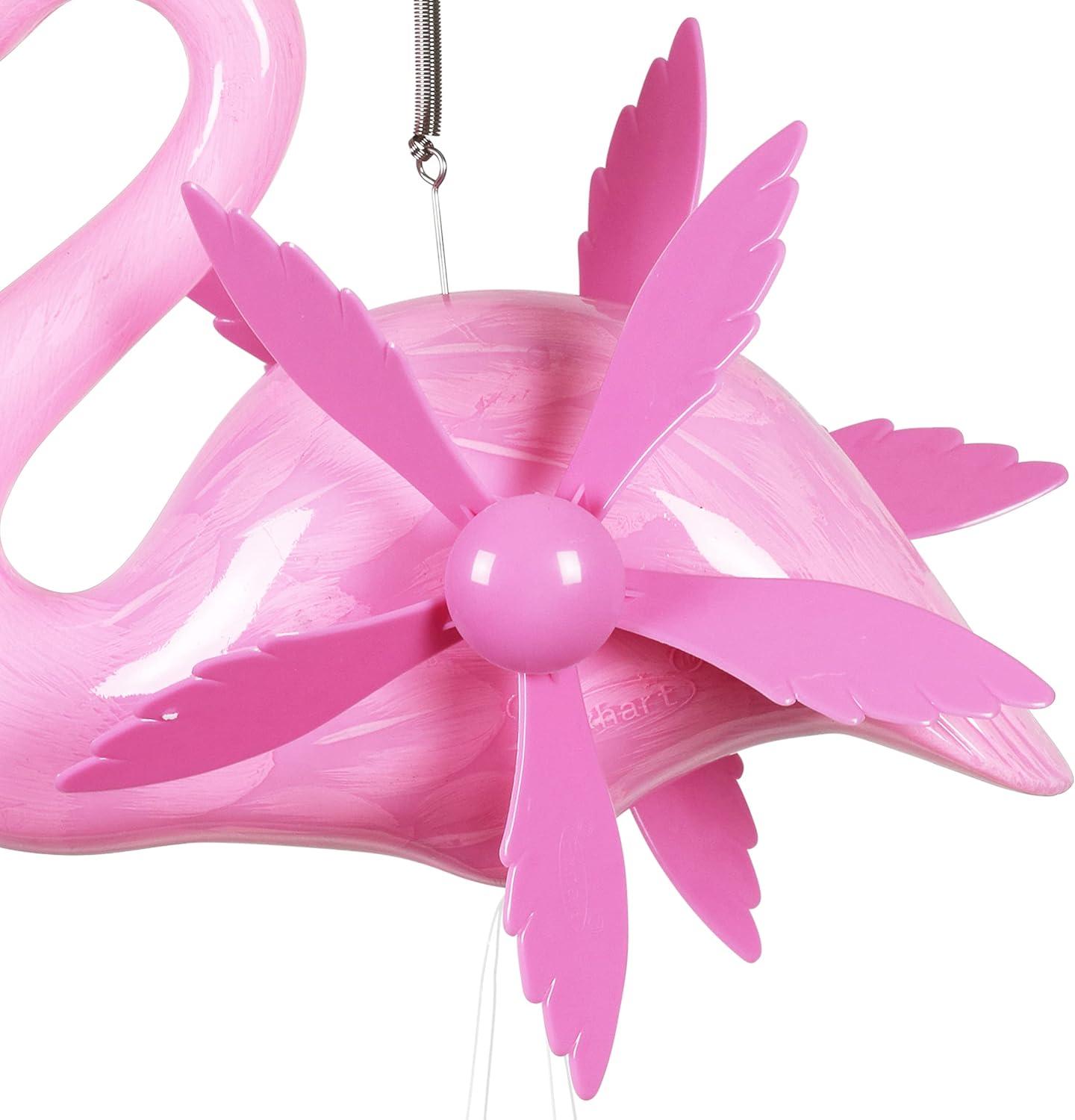 Exhart Large WindyWings Whirligig Flamingo Spinning Wind Chime, 11 by 24 Inch