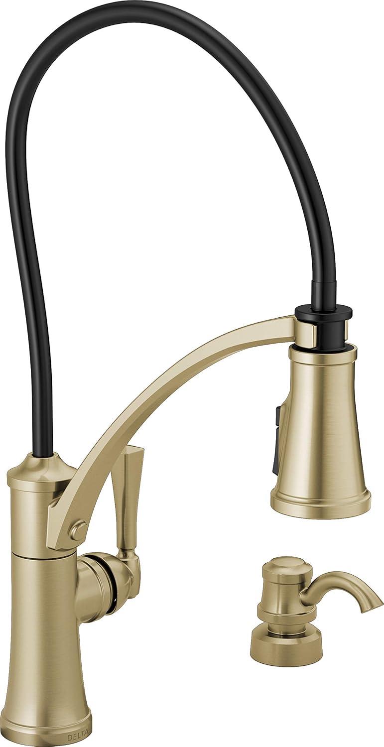 Foundry Champagne Bronze Pull-Down Kitchen Faucet with Soap Dispenser