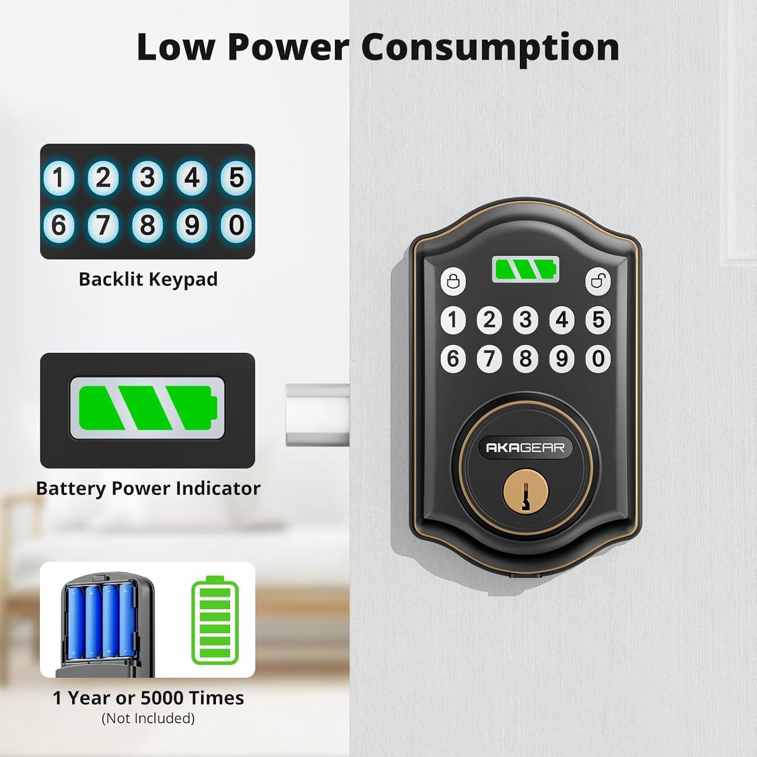 Keyless Entry Door Lock with Keypad - Smart Deadbolt for Front Door with 2 Keys - Auto Lock - Easy Installation - DS10 Mini (Oil Rubbed Bronze)