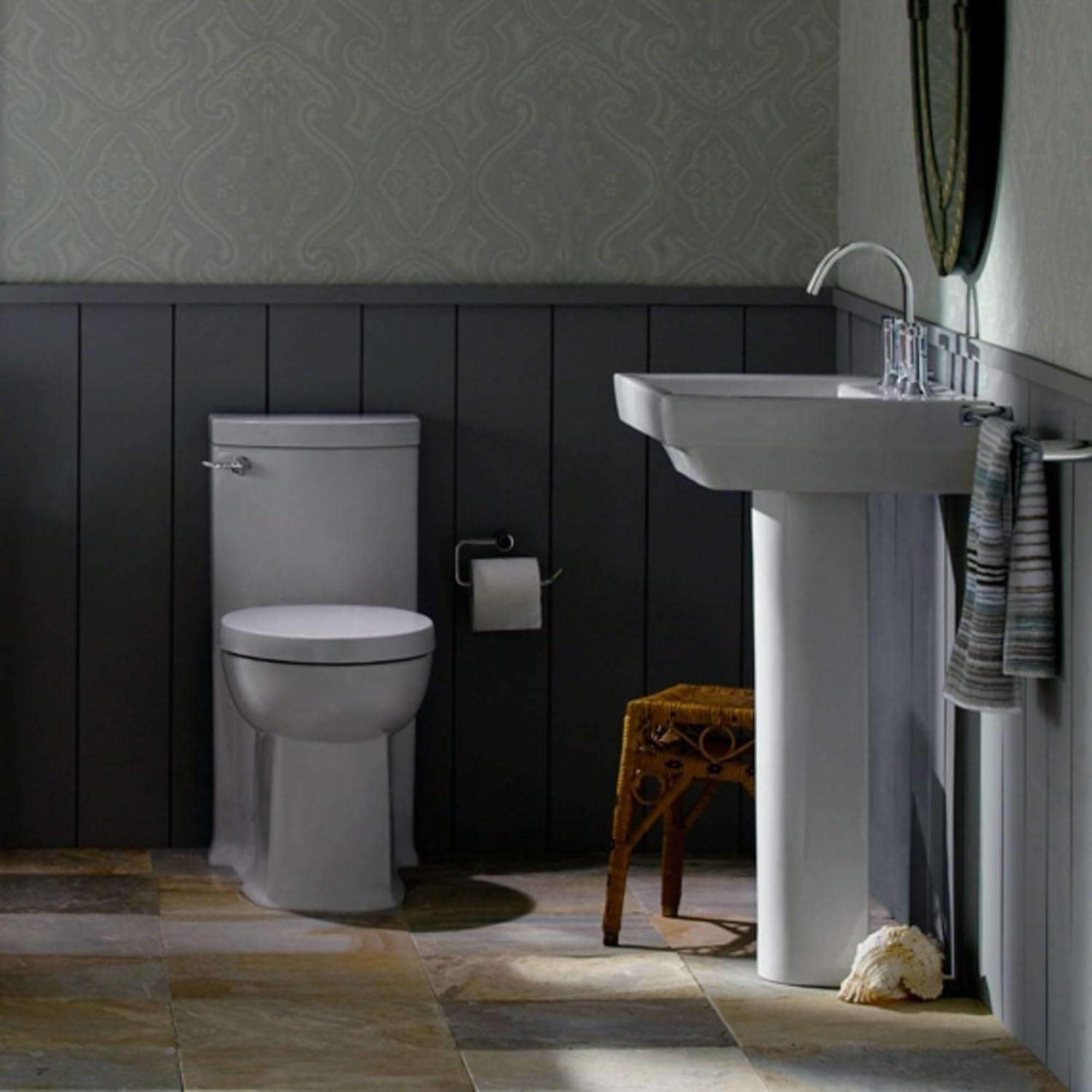 White Rectangular Ceramic Pedestal Sink with Overflow