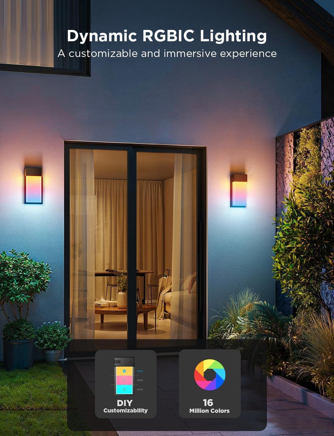 Modern Black and White LED Outdoor Wall Light with Smart Control