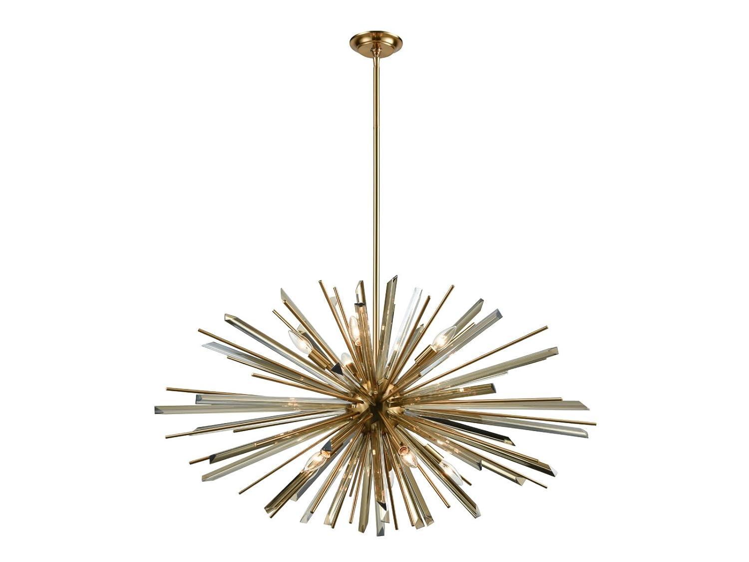 Antique Brass Sputnik Chandelier with Clear Glass Accents