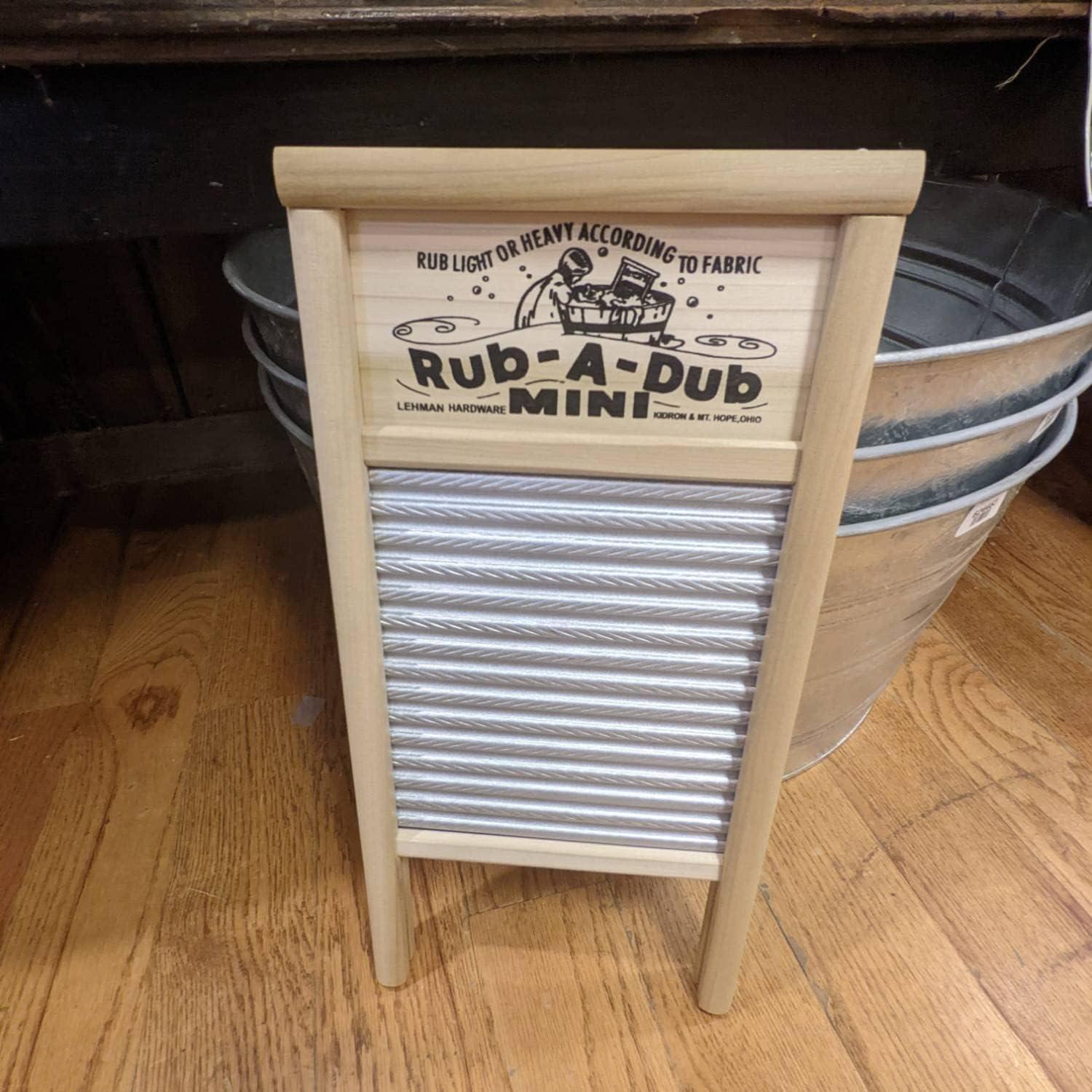 Lehman's Small Tin Manual Washboard, Rub-A-Dub, Spiral Crimp, Functional, Decorative, and Musical, 18 in x 8.5 inches