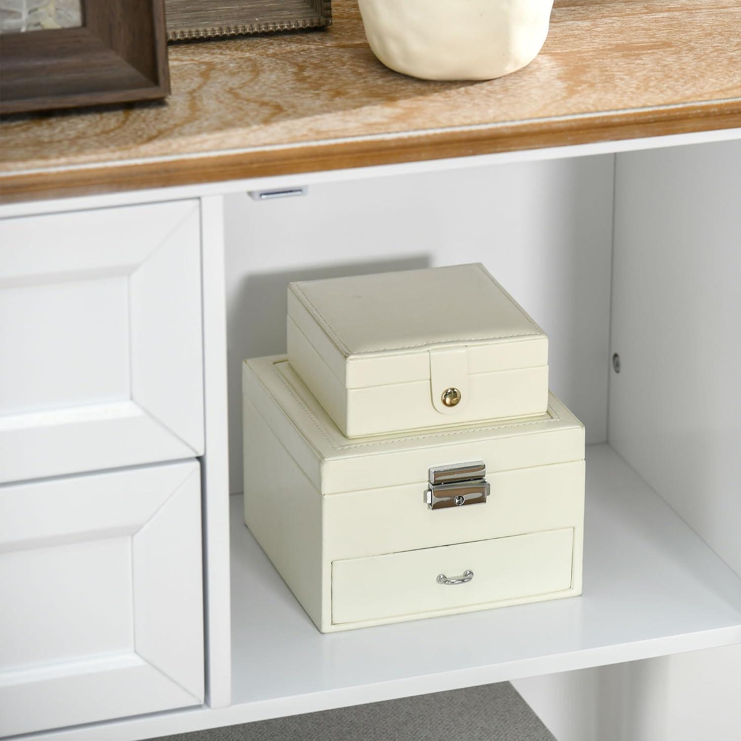 GVN Console Table,Console Table with Drawers, Vintage Entryway Table with 2 Drawers, Retro Sofa Table, White