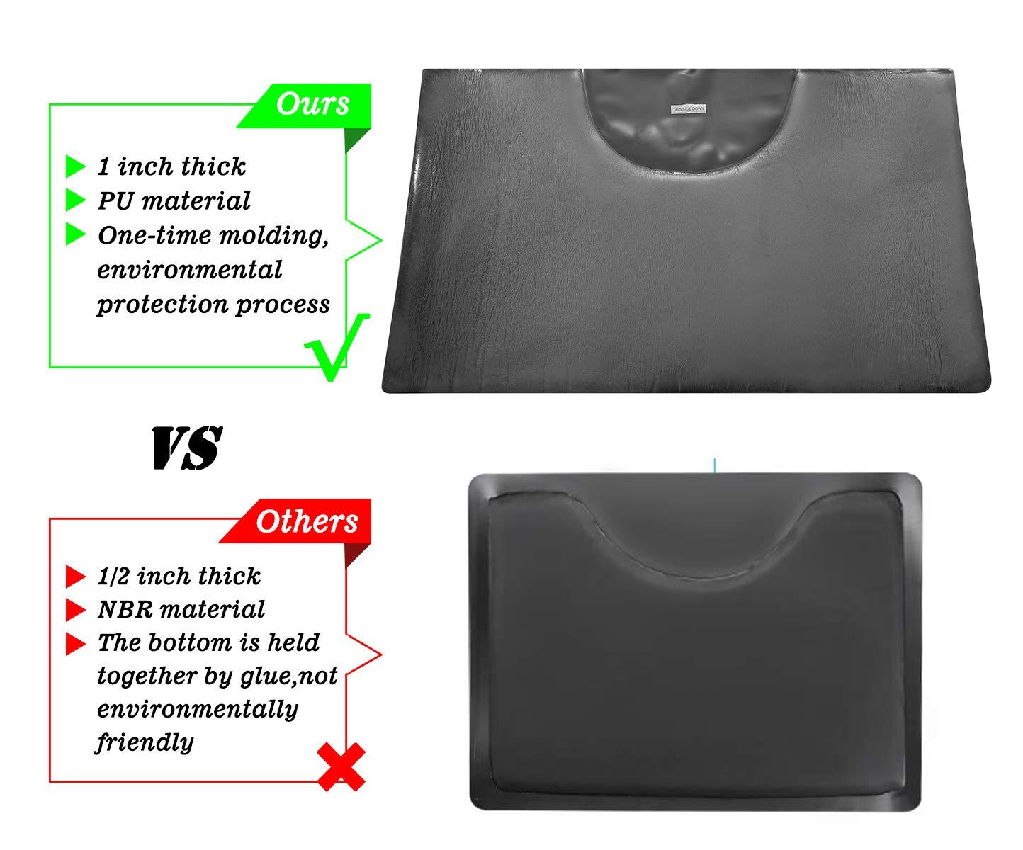 1 Inch Thick Barber Cutting Chair Salon Floor Mats for Beauty Hair Stylist Station Anti Fatigue (Black, 5 Ft × 3 Ft Rectangle)