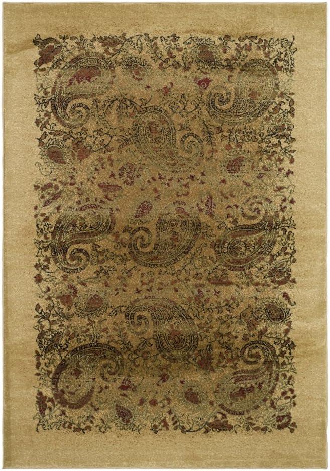 Beige and Multicolor Traditional Paisley Area Rug