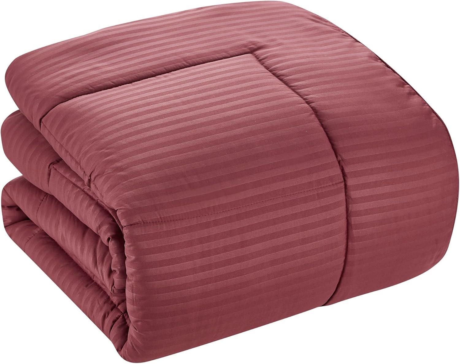 Sweet Home Collection Dobby Stripe Embossed Bed In a Bag Comforter Set