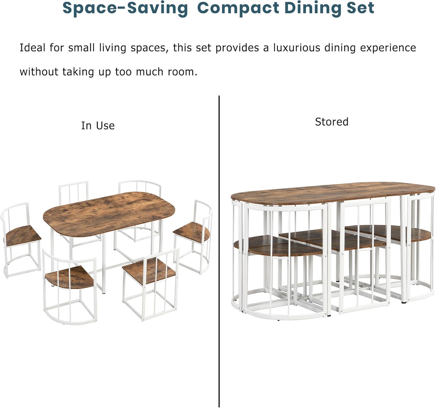 Olurrisa 7-Piece Dining Table Set with 6 Chairs, 55" Kitchen Table & Chairs Set for 4-6, Dining Room Table for Small Space, Easy Clean