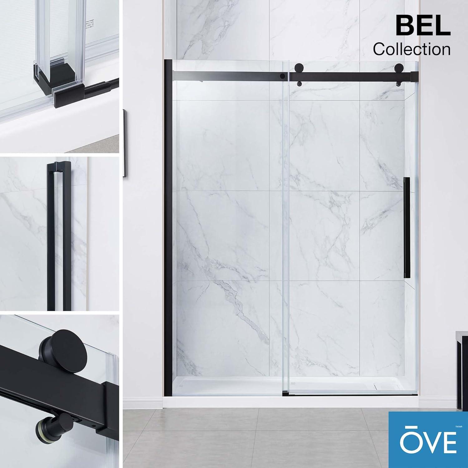 OVE Decors Bel Soft Close Gold 58-in to 60-in x 78.75-in Frameless Sliding Soft Close Shower Door