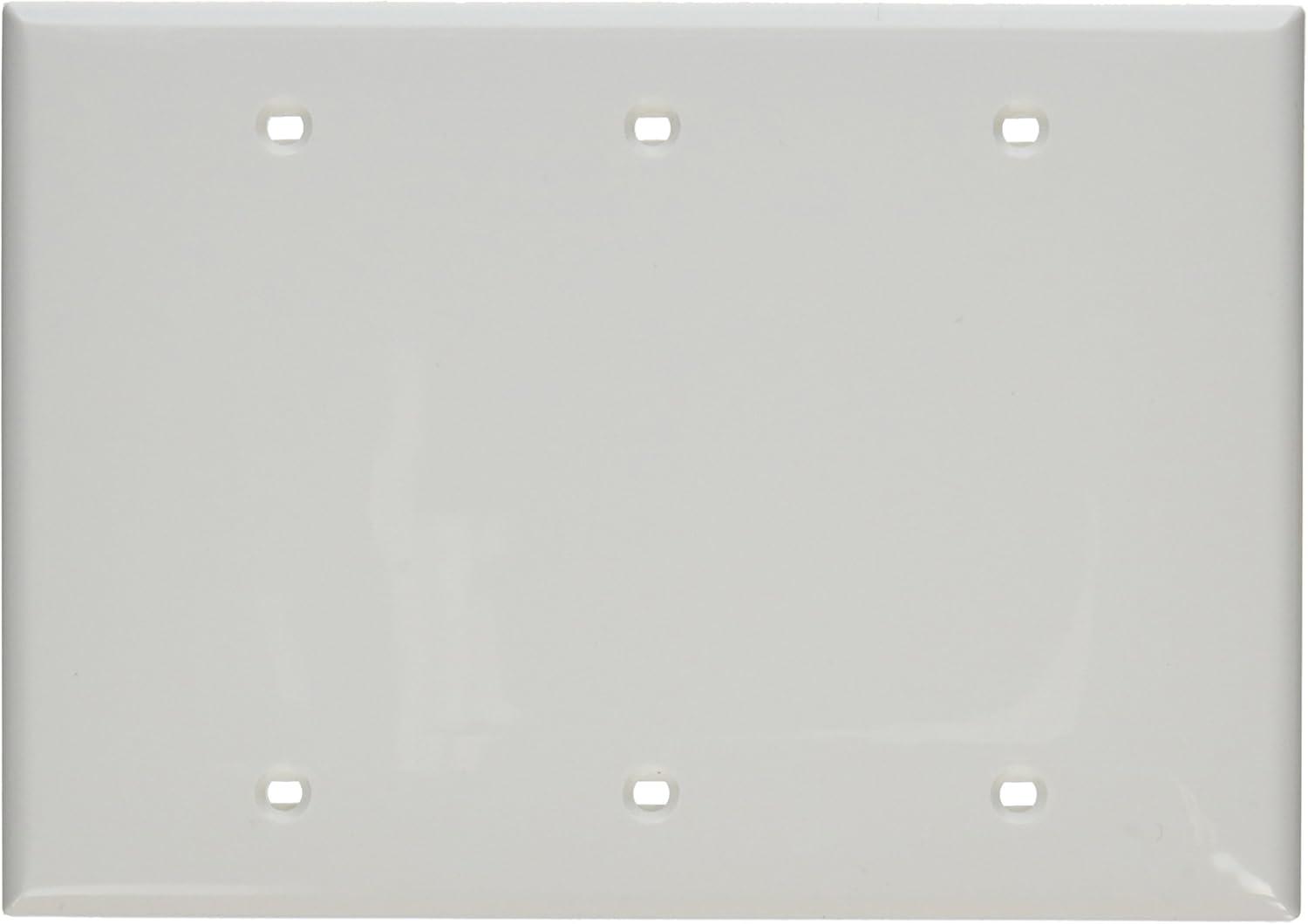 White Thermoplastic Nylon 3-Gang Blank Wallplate