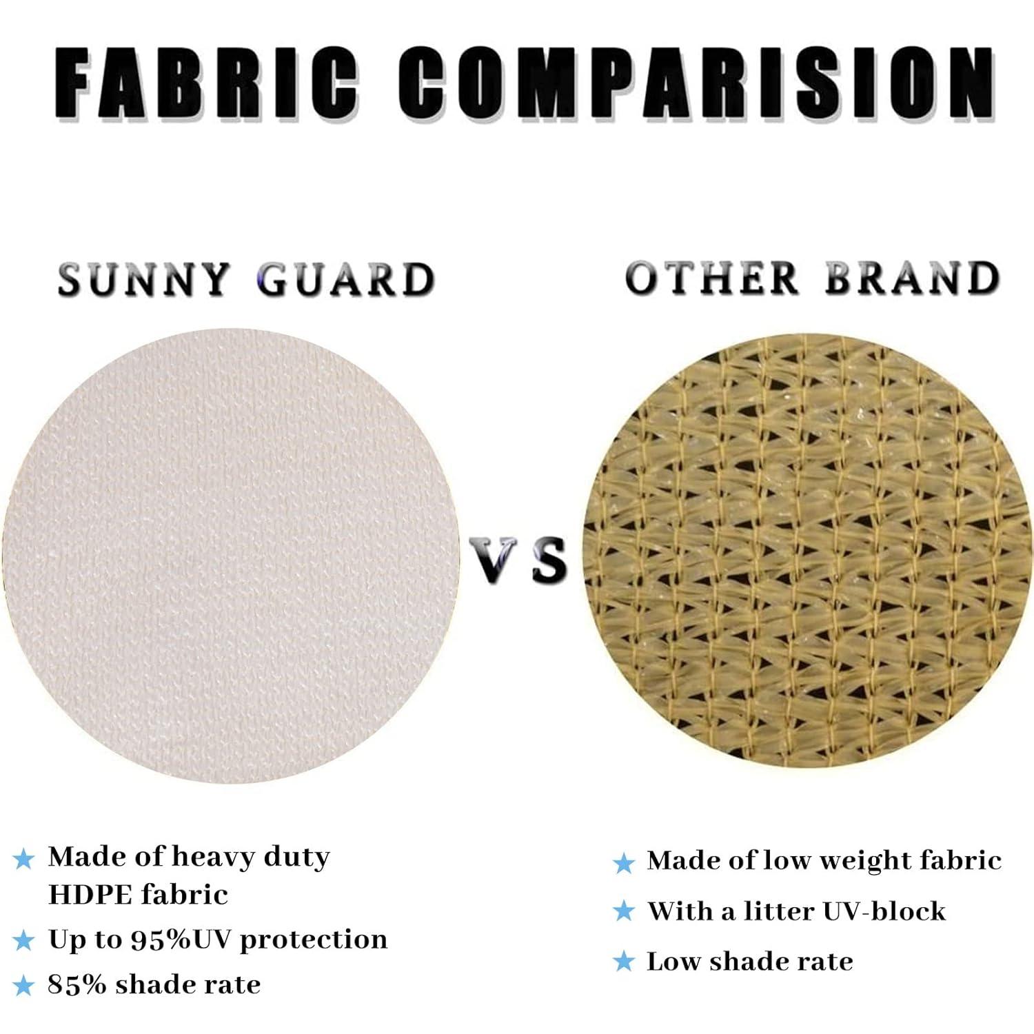 SUNNY GUARD Sun Shade Sail 10/12/16.5/20FT Triangle UV Block Sunshade Canopy for Outdoor, 16.5'x16.5'x16.5' Cream