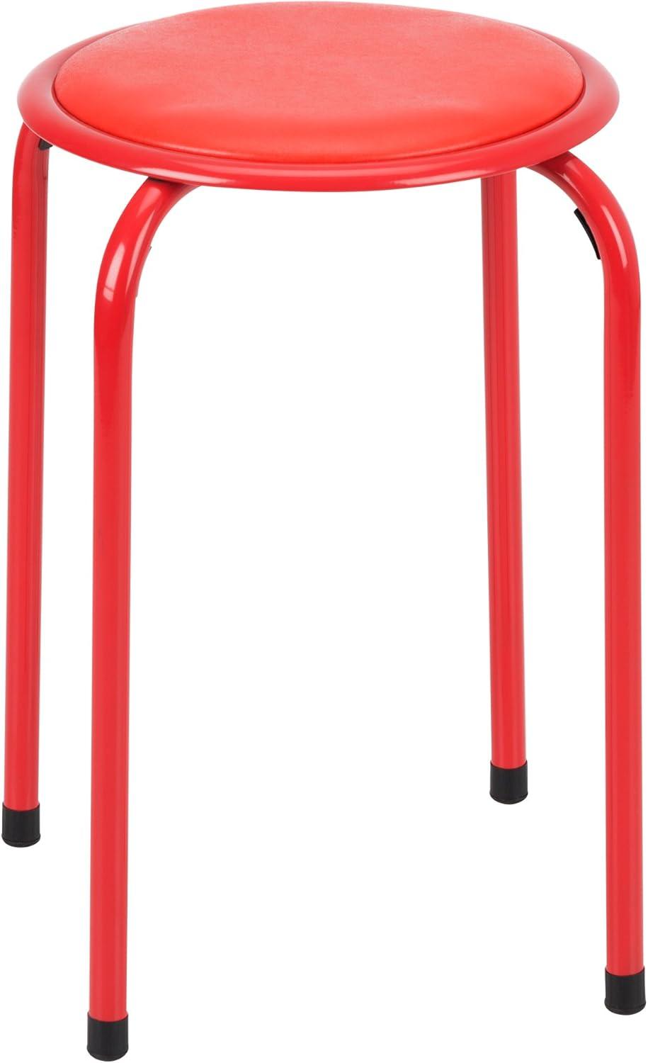 Fat Catalog Assorted Primary Color Metal Stack Stool with Padded Seat 17" seat height (5 Pack)