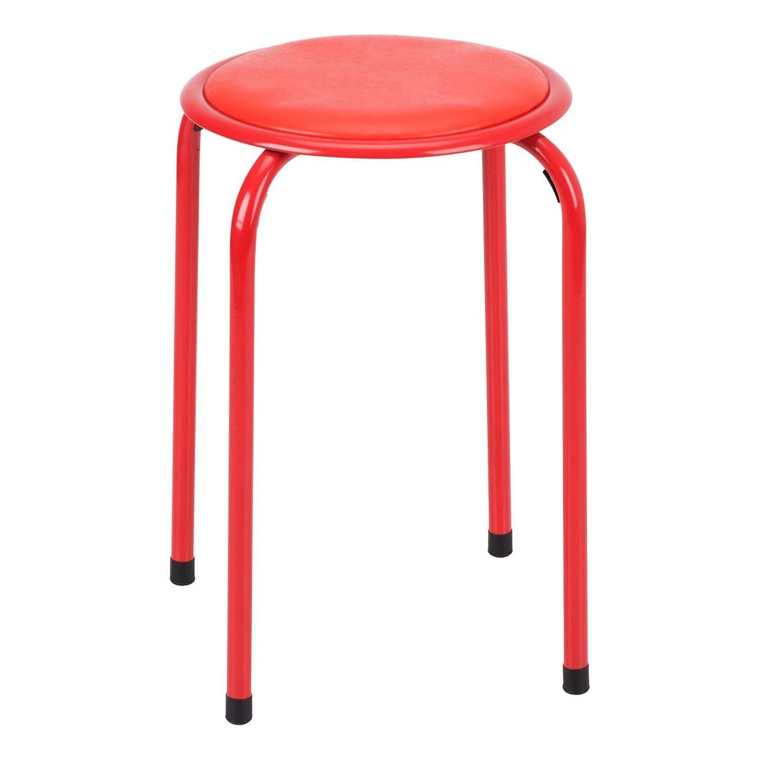 Fat Catalog Assorted Primary Color Metal Stack Stool with Padded Seat 17" seat height (5 Pack)