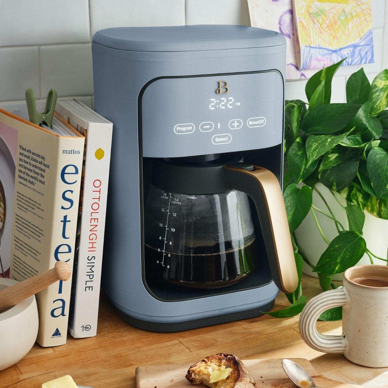 Beautiful 14-Cup Programmable Drip Coffee Maker with Touch-Activated Display, White Icing by Drew Barrymore