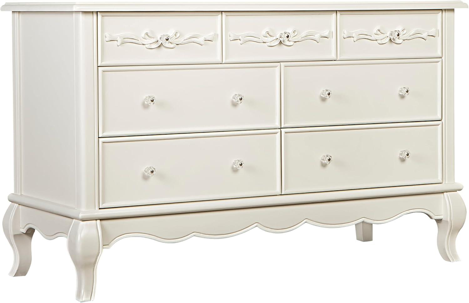 Enchanted Ivory Lace Double Dresser with Dovetail Drawers