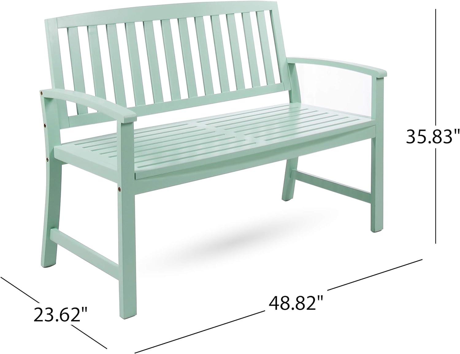 Light Mint Acacia Wood Outdoor Bench