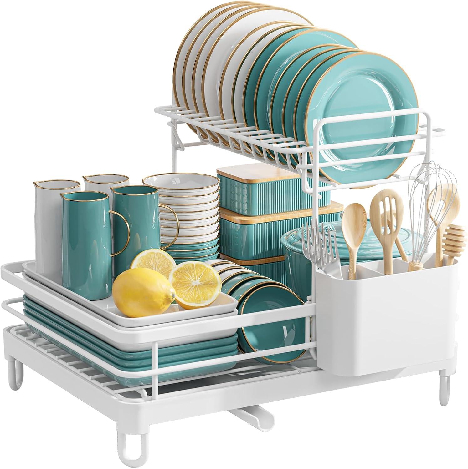 X-Large Stainless Steel Dish Rack 2-Tier Kitchen Organizers and Storage